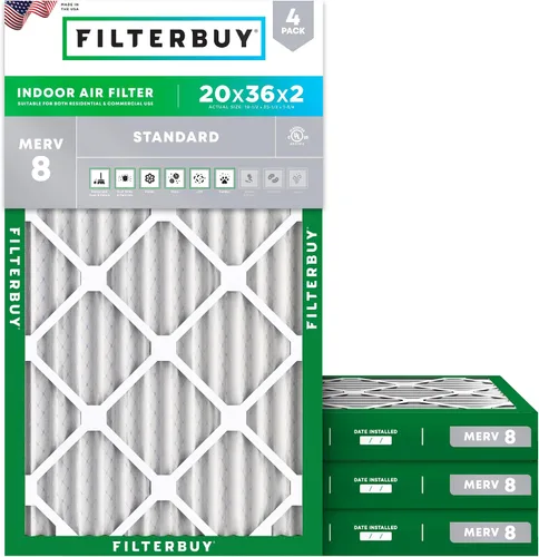 Vista 93 de Filterbuy - Filtros de aire de repuesto MERV 8, protección contra el polvo, plisados, para caldera y sistema HVAC, 20 x 25 x 1 pulgadas, paquete