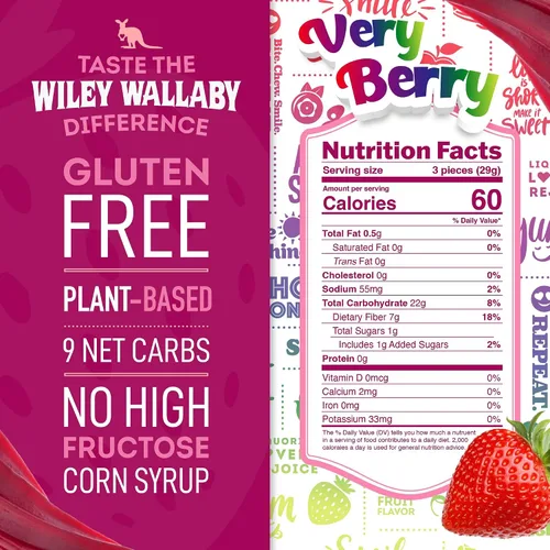 Vista 2 de Wiley Wallaby Dulces de regaliz gourmet de 5.5 onzas de sabor australiano suave y masticable, sin gluten, sabor australiano (5.5 onzas