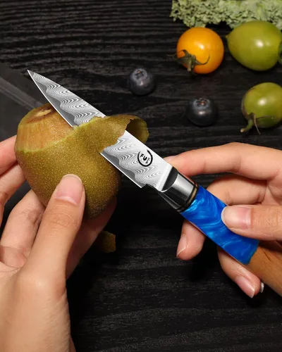 Vista 5 de Cuchillo de pelar de Damasco de 3,5 pulgadas, cuchillo de cocina japonés