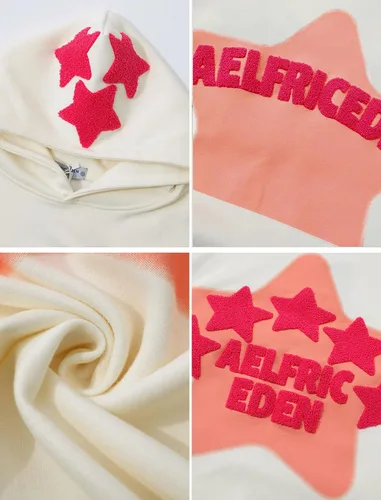Vista 5 de Aelfric Eden - Sudaderas con capucha para mujer, con estampado de estrellas rosadas, unisex, de gran tamaño, manga larga, con bolsillo