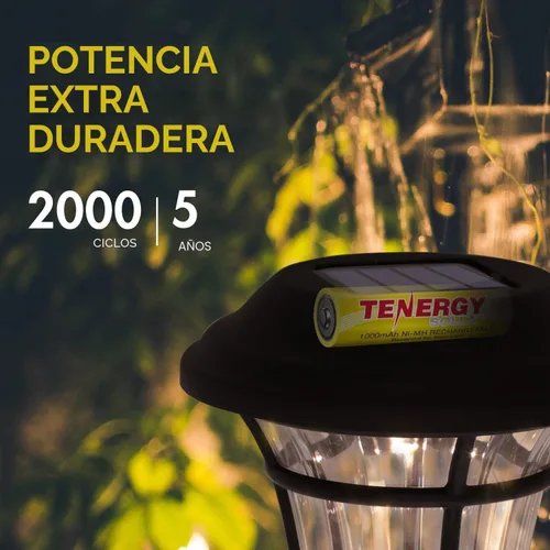 Vista 4 de Tenergy Solla - Batería recargable NiMH AA, 1000 mAh, baterías solares para luces de jardín solares, anti-fuga, durabilidad al aire libre, más de 5