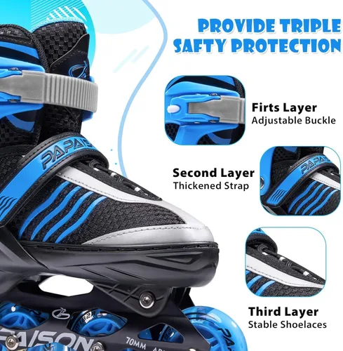 Vista 4 de PAPAISON Patines en línea ajustables para niños, patines para niños de 4 a 16 años, patines en línea para niñas de 5 a 8 años y de 8 a 12 años