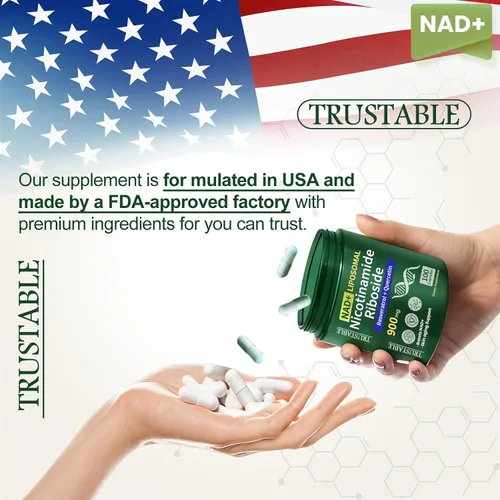 Vista 8 de Suplementos NAD para mujeres y hombres, ribósido liposomal de nicotinamida 900 mg, suplemento de resveratrol NAD, quercetina, suplemento NAD+