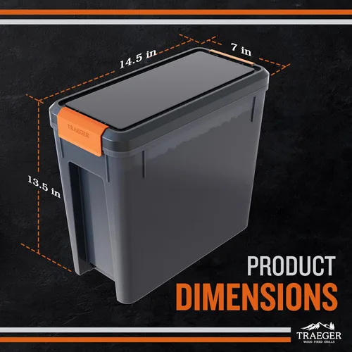 Vista 2 de Traeger Grills BAC637 Envase de almacenamiento de pellets Stay Dry con tapa de cierre, contenedor de pellets de madera con capacidad de 22lb