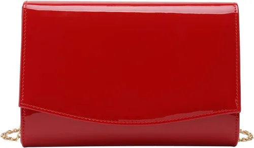 Vista 10 de CHARMING TAILOR Bolso de noche elegante clásico con solapa de charol, bolso de vestir elegante