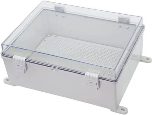 Vista 4 de Caja de conexiones eléctricas impermeable IP67 – 15.75 x 19.68 x 7.87 pulgadas ABS resistente a la intemperie para exteriores, cubierta transparente