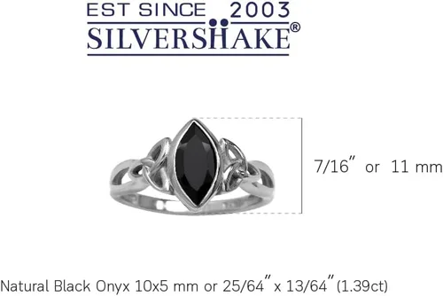 Vista 3 de Silvershake Anillo solitario de plata de ley 925 con nudo celta triquetra genuina