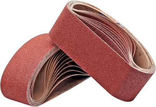 Vista 12 de 1 cinta de lija de óxido de aluminio de 42 pulgadas, papel de lija abrasivo de grano surtido 40/80/120/240 para lijadora de banda, paquete de 24