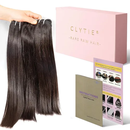 Vista 5 de Últimos 5 años 10 pulgadas corto ligero Yaki recto relajado recto recto cabello humano crudo 1 paquete Natural grueso yaki rizado recto un donante