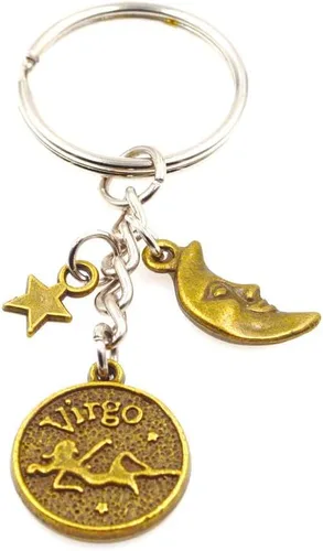Vista 12 de It's All About...You! Bronze Zodiac Sign Moon & Star Keychain Horoscope Constellations Astrological 12 Signs