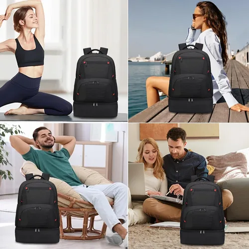 Vista 6 de seyfocnia Mochila de gimnasio para hombres, mochilas deportivas impermeables con compartimento para zapatos, mochila ligera para entrenamiento