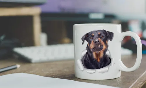 Vista 5 de Divertida taza de café Rottweiler – Taza de café de cerámica para perros – Regalo perfecto para los amantes de los perros – Bonita decoración