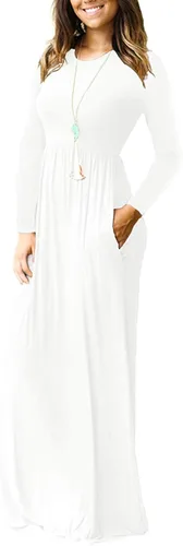 Vista 2 de VIISHOW - Vestido largo casual de manga larga para mujer de ajuste holgado con bolsillos y de color liso