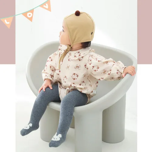 Vista 4 de Elaowoho Medias de punto trenzado para bebé niña con lazo sin costuras, mallas de algodón para bebés