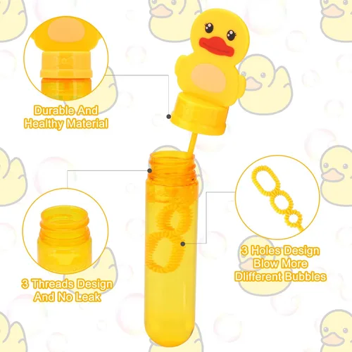 Vista 6 de Burbujas para niños, juguete de goma para fiestas, 24 varitas de burbujas para exteriores, regalo de fiesta de cumpleaños, juguete de baño, pato