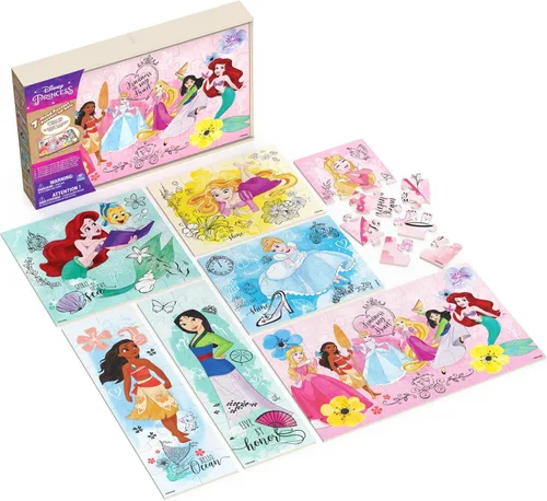 Vista 2 de Spin Master Games Rompecabezas de princesas de Disney, paquete de 7