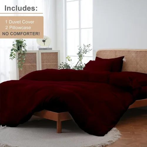 Vista 2 de ARlinen Juego de funda de edredón de tamaño individual, 100% algodón egipcio, juego de ropa de cama de 3 piezas con cierre de cremallera, incluye 1