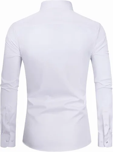Vista 2 de DEMEANOR Camisas de vestir para hombre, camisas de vestir de manga larga para hombre, camisas ajustadas con botones, camisas grandes y altas