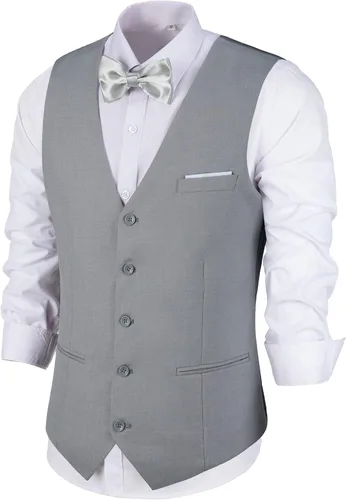 Vista 6 de Chaleco de traje para hombre, chaleco de esmoquin para boda, chaleco formal con cuello en V