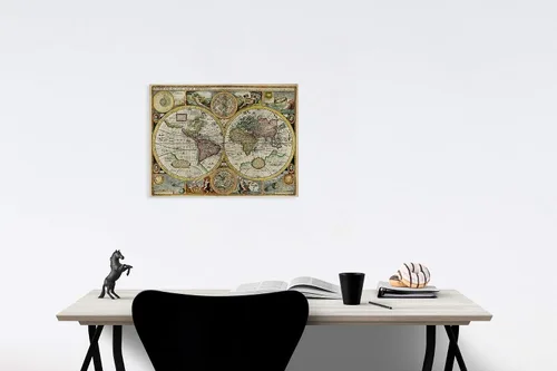 Vista 3 de Mapa histórico: un mapa nuevo y preciso del mundo, 1651, John Speed, v2, arte de pared vintage: 24 x 18 pulgadas
