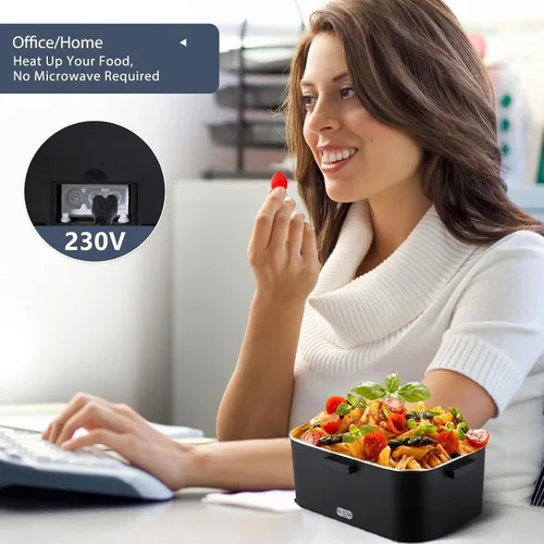 Vista 5 de Fiambrera eléctrica, calentador de alimentos de 100 W, lonchera térmica rápida para adultos, lonchera de calefacción portátil de 1.8 L, 12/24 V/110