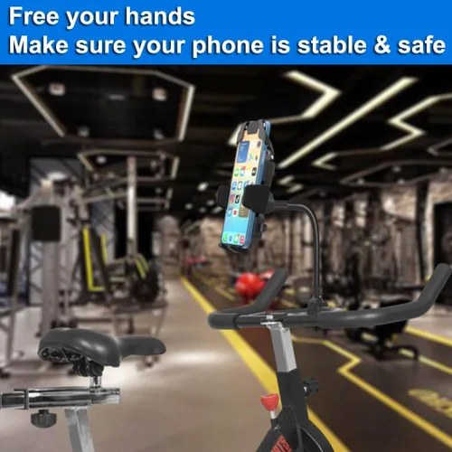 Vista 2 de Goosencek - Soporte para teléfono celular para motocicleta, manillar, bicicleta, moto, pelotón, cinta de correr, soporte para micrófono, scooter