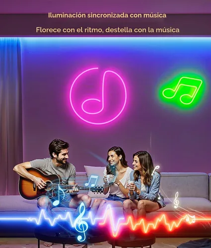 Vista 4 de DeckTok Luces de Cuerda LED de Neón - Control LED Flexible con App/Control Remoto Luces de Cuerda 16.4 Pies Múltiples Modos RGB IP65 Impermeable