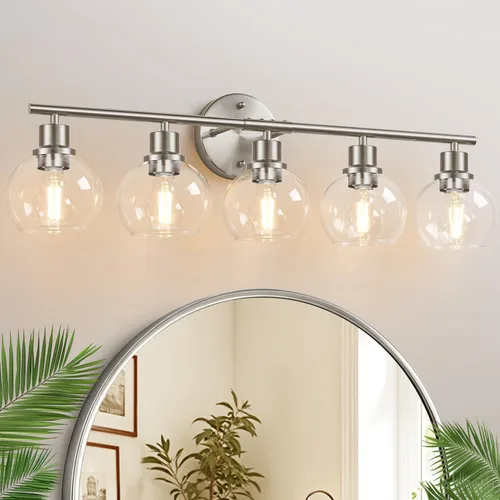 Vista 20 de Indoi Juego de 2 apliques de pared negros mate, lámparas de tocador de vidrio transparente con base E26, luces de pared reversibles arriba o abajo