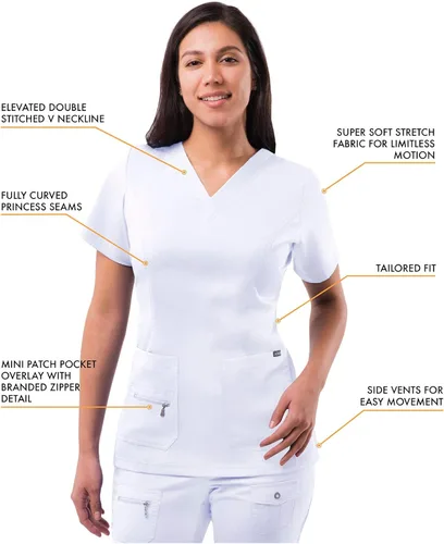 Vista 3 de Adar Pro - Ropa quirúrgica para mujer, con cuello en V elevado