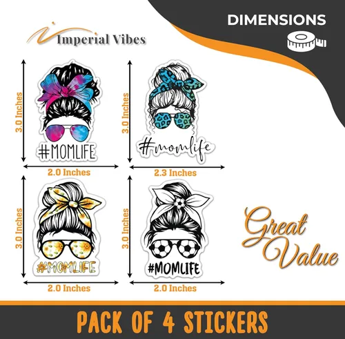 Vista 2 de IMPERIAL VIBES Calcomanía de vinilo Mom Life 24:7 para automóvil, camión y furgoneta – Extraíble para uso en interiores y exteriores para laptop