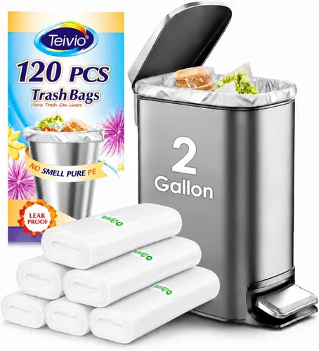 Vista 25 de Bolsas de basura medianas de 10 galones, 40 unidades, bolsas altas de basura para cocina de Teivio, 9 galones 10 galones 11 galones, forros