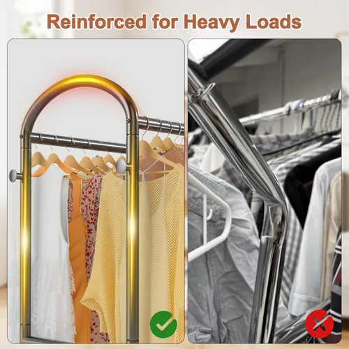 Vista 3 de EAGMAK Percheros de ropa resistentes para colgar ropa, 720 libras, perchero con ruedas con cerradura, organizador de armario de metal para Negro