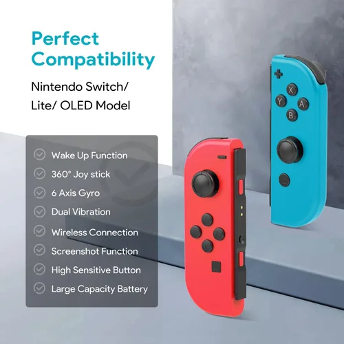 Vista 7 de Ambfina Wireless Controller Compatible with Switch, Replacement for Switch, Wireless Left and Right Controllers Support Dual Vibration