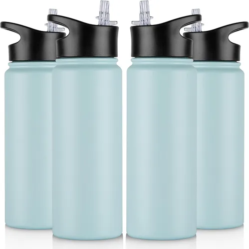 Vista 31 de Botella de agua aislada de 64 onzas con tapas de pajita y boquilla, jarra de agua de acero inoxidable de medio galón con mango de paracord, vacío