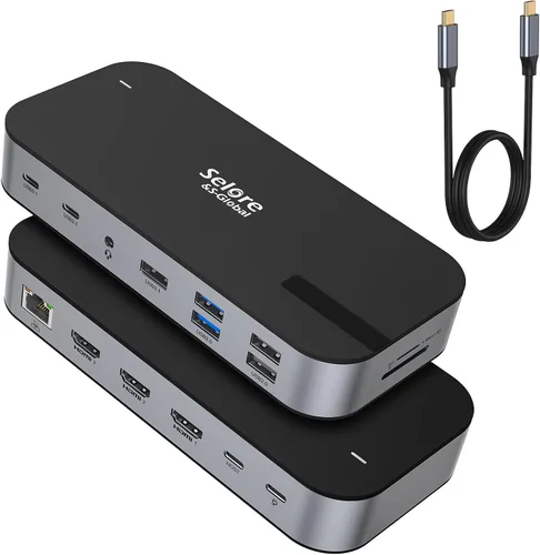 Vista 11 de Selore&S-Global USB C divisor USB C 4K/60Hz DP Alt Mode, Adaptador USB C Hub multipuerto con 2 salidas de vídeo USB C, transferencia de datos