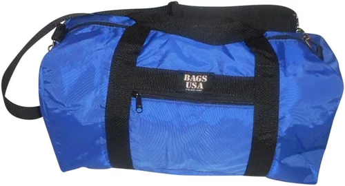 Vista 5 de Bolsa deportiva para gimnasio o viaje con bolsillo lateral para llaves, identificación y teléfono celular fabricado en Estados Unidos., Azul, Casual