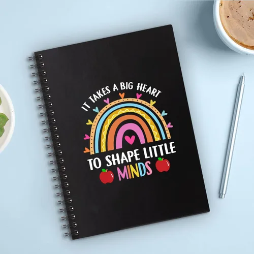 Vista 4 de It Takes A Big Heart - Cuadernos en espiral de tapa dura de 160 páginas de 6 x 8 pulgadas para escribir y dibujar, divertido diario negro arcoíris