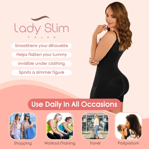 Vista 5 de LadySlim Fajas Colombianas 619 Reductoras y Moldeadoras Mujer Levanta Cola Postparto Faja Colombiana Negro, Pequeña