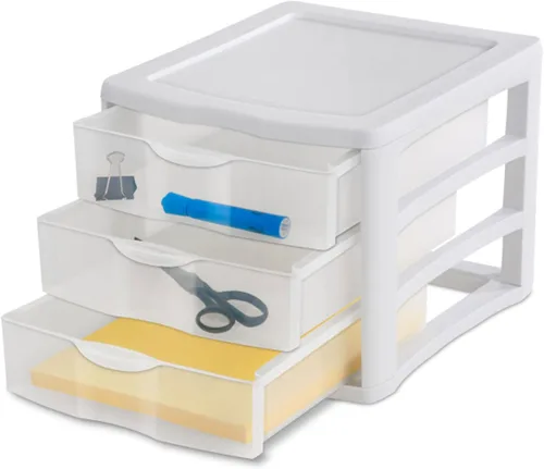 Vista 9 de Sterilite Organizador de 3 cajones, almacenamiento transparente