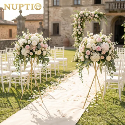 Vista 2 de NUPTIO Trípode de exhibición de flores, 31.5" de alto, 2 piezas, para gran apertura