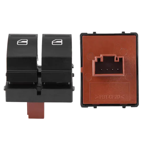 Vista 5 de Interruptor de ventana, interruptor de ventana eléctrica de 12 V CC negro, interruptor de doble botón de ventana, para Skoda Fabia 2 2006-2015