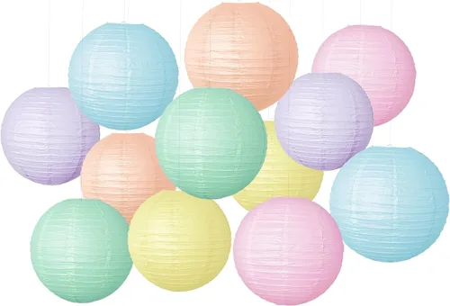 Vista 11 de Faroles de papel de pesca Bobber redondos, 12 linternas de papel colgantes rojas y blancas para pescadores, suministros de decoración de fiestas