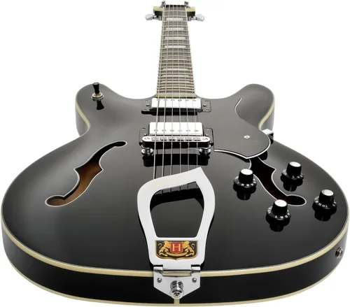 Vista 6 de Hagstrom Guitarra eléctrica semihueca Viking - Negro brillante
