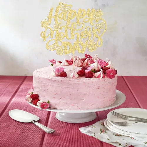 Vista 8 de Gyufise 1 paquete de decoración para pastel del día de la madre, la mejor mamá del mundo, con flores de mariposa, decoración de pastel de cumpleaños