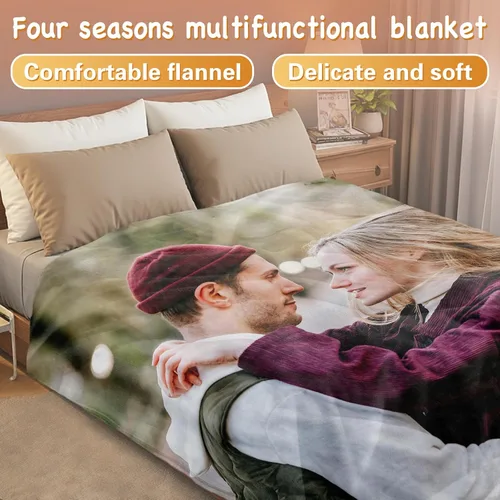 Vista 3 de WNNNS - Manta personalizada con 1 imagen y textos, impresión HD, manta de franela con foto personalizada, regalos personalizados para mujeres