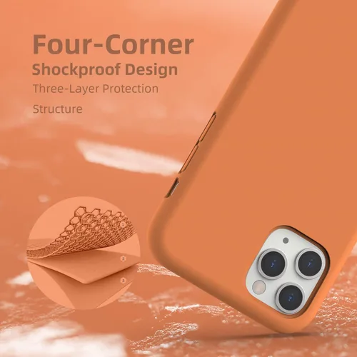 Vista 4 de Funda de silicona líquida compatible con iPhone 11 Pro Max, color naranja [Protección contra caídas]
