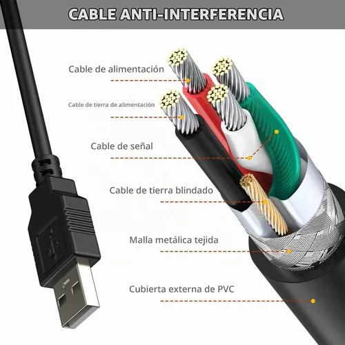 Vista 5 de Adaptador USB a serie RS232 de grado industrial, USB a macho DB9, chipset FTDI, protección ESD, aislamiento de señal y energía, compatible