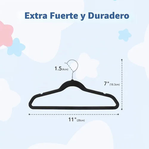 Vista 7 de Smartor Premium 11 Inch Baby Hangers 50 Pack, Kids Velvet Hanger, Non Slip