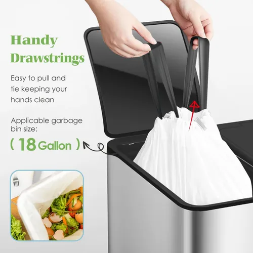 Vista 56 de Bolsas de basura de 7 galones, 100 unidades, bolsas de basura con cordón resistentes de Teivio, bolsas para papeleras de baño, bolsas de plástico