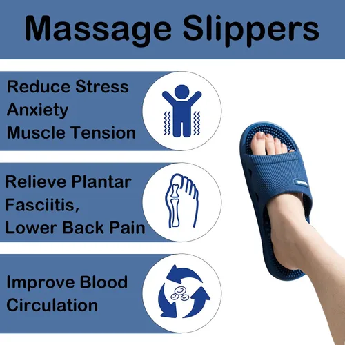 Vista 3 de Pantuflas de masaje para mujeres y hombres, acupresión para pies, fascitis plantar, deslizadores, sandalias de reflexología, zapatos de ducha